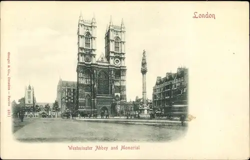 Ak London City England, Westminster Abbey and Memorial