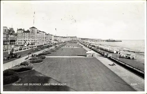 Ak Hove East Sussex England, Kingsway and Brunswick Lawns from w.