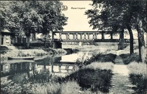 Ak Beringen Flandern Limburg, Dorfpartie mit Brücke