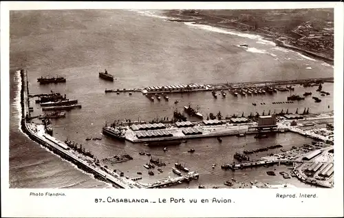 Ak Casablanca Marokko, Le Port vu en Avion