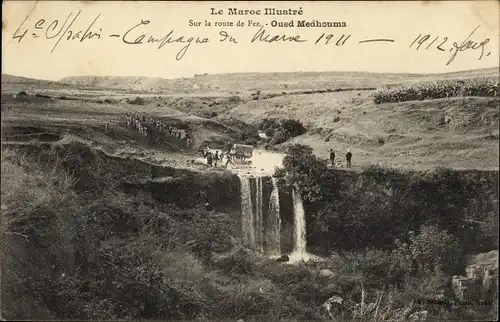 Ak Fès Fez Marokko, Sur la route de Fez, Oued Medhouma, Wasserfall