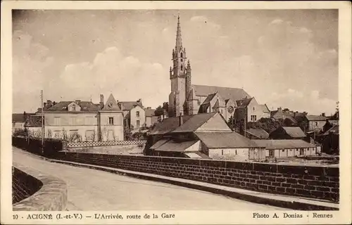 Ak Acigné Ille-et-Vilaine, L'Arrivee, route de la Gare