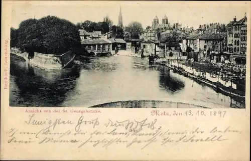 Ak Metz Moselle, Ansicht von der St. Georgsbrücke