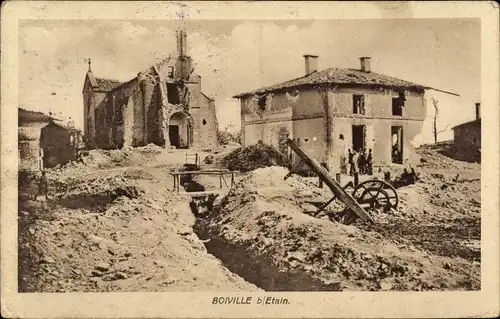 Ak Boinville Meuse, Kriegszerstörung 1. WK