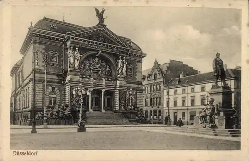 Ak Düsseldorf am Rhein, Kunsthalle mit Bismarckdenkmal