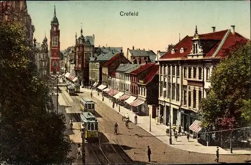 Ak Krefeld am Niederrhein, Straßenpartie, Straßenbahn