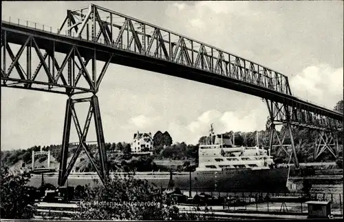 Ak Holtenau Kiel in Schleswig Holstein, Hochbrücke, Frachtschiff