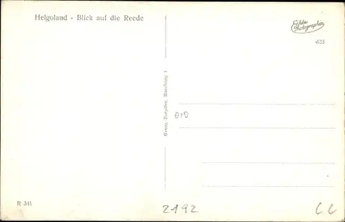 Ak Helgoland in Schleswig Holstein, Blick auf die Reede