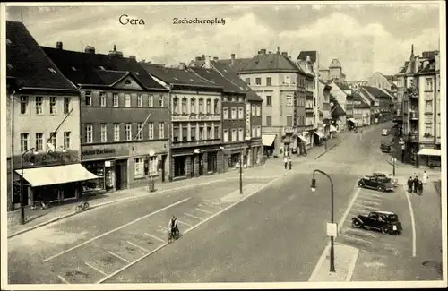 Ak Gera in Thüringen, Straßenpartie am Zschochernplatz