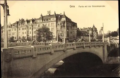 Ak Gera in Thüringen, Partie mit der Heinrichsbrücke