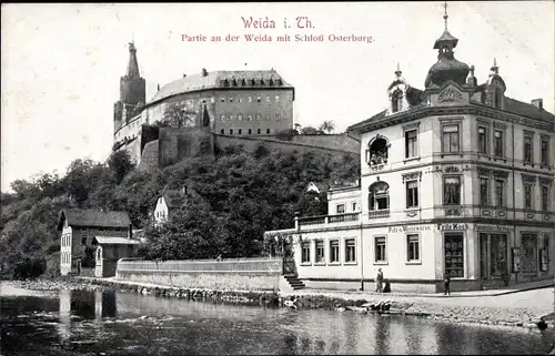 Ak Weida in Thüringen, Partie an der Werra, Schloss Osterburg