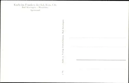Ak Bad Kissingen, Kurheim Franken, Menzelstraße, Speisesaal