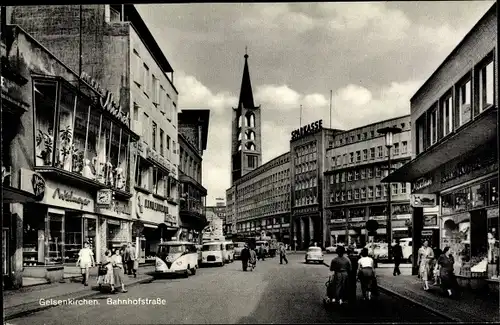 Ak Gelsenkirchen im Ruhrgebiet, Bahnhofstraße, Geschäfte