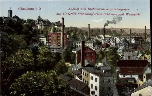 Ak Glauchau in Sachsen, Gräfl. Schönburg' sche Schlösser vom Etablissment Wintergarten, Wehrdicht