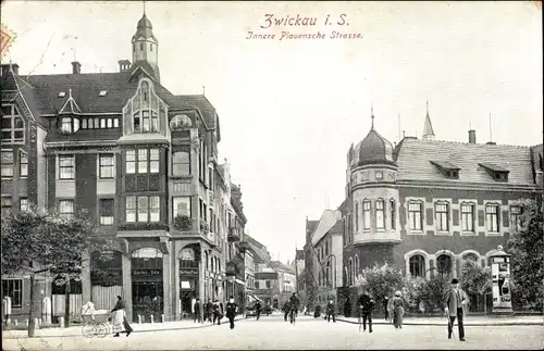 Ak Zwickau in Sachsen, Innere Plauensche Straße