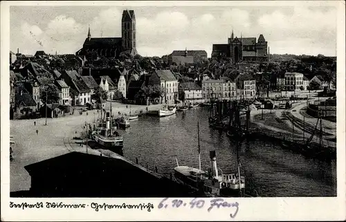 Ak Wismar in Mecklenburg, Hafen, Kirche, Boote