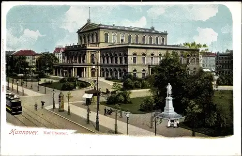 Ak Hannover in Niedersachsen, Partie zum Hoftheater, Straßenbahn