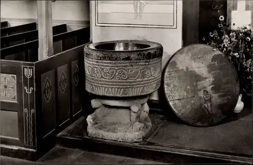 Ak Keitum auf Sylt, St. Severin-Kirche, Taufstein