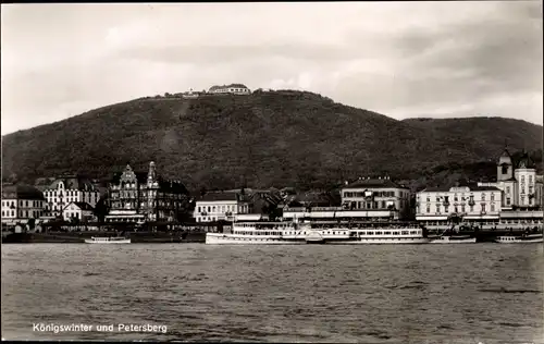 Ak Königswinter am Rhein, Petersberg, Rheinpartie, Rheindampfer