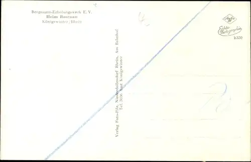 Ak Königswinter am Rhein, Bergmann Erholungswerk E.V., Heim Rosenau, Speisesaal