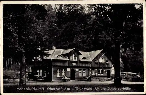 Ak Oberhof im Thüringer Wald, Untere Schweizerhütte, Außenansicht, Gasthaus