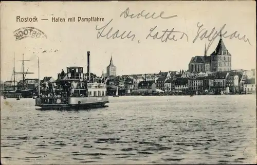 Ak Hansestadt Rostock, Hafen mit Dampffähre