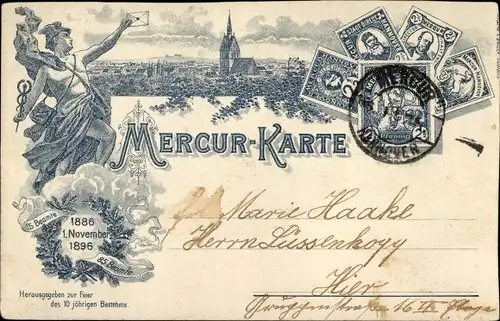 Litho Hannover in Niedersachsen, Mercur Karte, Briefmarken, Brief, Gesamtansicht der Stadt