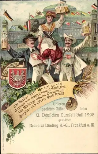 Wappen Litho Frankfurt am Main, XI Deutsches Turnfest Juli 1908