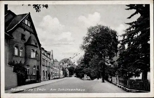 Ak Sömmerda im Thüringer Becken, Straßenpartie, Am Schützenhaus