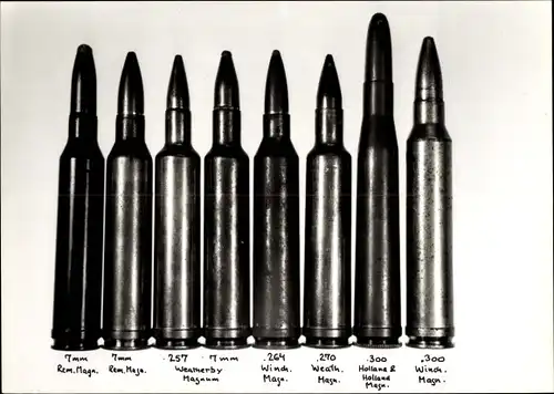 Foto Munition, Patronen .257 Weatherby, .264 Winchester Magnum, 7mm Remington Magnum, .300 H&H Magn.