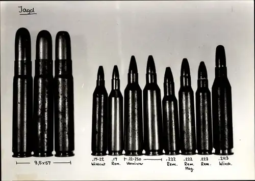 Foto Munition, Patronen Jagd, 9,5x57, .17-22 Wildcat, .17 Remington, .243 Winchester