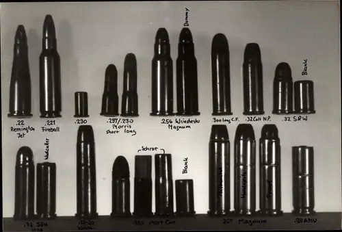 Foto Munition, Patronen .22 Remington Jet, .221 Fireball, .256 Winchester Magnum, .32 S&W