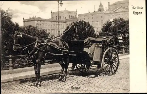 Ak Berlin Mitte, Hansom, Pariser Platz, Berliner Typen, Kutsche