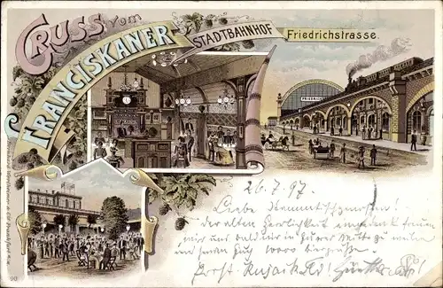 Litho Berlin Mitte, Gasthof Franziskaner, Stadtbahnhof Friedrichstraße