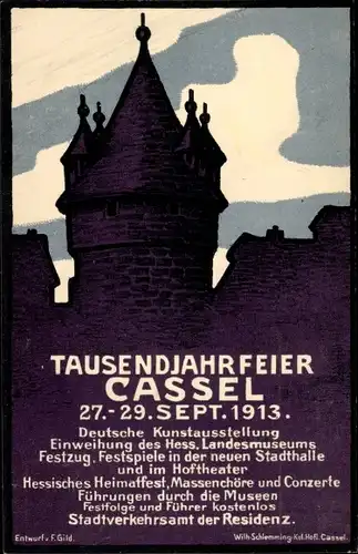 Künstler Ak Gild, F., Kassel in Hessen, Tausendjahrfeier 1913, Deutsche Kunstausstellung