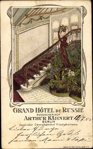 Passepartout Litho Berlin Mitte, Grand Hotel de Russie, Russischer Hof, Friedrichstraße
