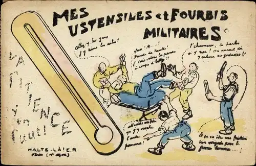 Ak Französische Soldaten, Soldatenleben, Thermometer, Mes Ustensiles et Fourbis Militaires