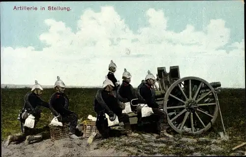 Ak Deutsche Soldaten, Artillerie in Stellung, Geschütz, Kaiserreich