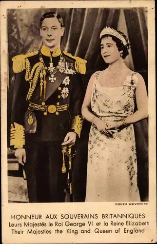 Ak König Georg VI von Großbritannien, Elizabeth Bowes Lyon, Portrait