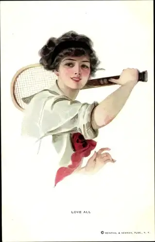 Ak Junge Frau mit Tennisschläger, Love all