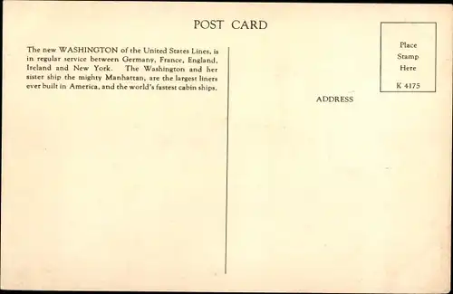 Ak United States Lines, Dampfschiff Washington