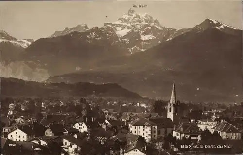 Ak Bex Kanton Waadt, Dent du Midi, Ortsansicht mit Berg