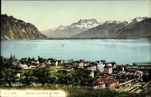 Ak Clarens Montreux Kanton Waadt, La Dent du Midi, See