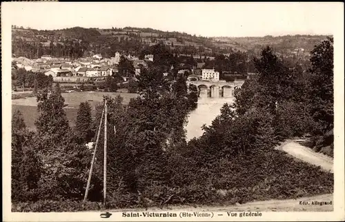 Ak Saint-Victurnien Haute Vienne, Vue generale, Ortsansicht mit Umgebung, Brücke