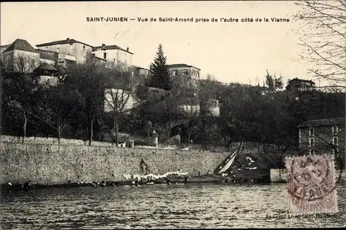 Ak Saint Junien Haute Vienne, Vue de Saint-Amand prise de l'autre cote de la Vienne