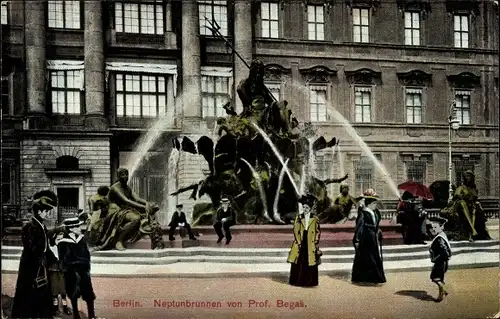 Ak Berlin Mitte, Partie am Neptunbrunnen v. Prof. Begas