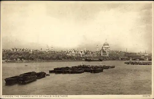 Ak London City England, The Thames with St. Paul's in Distance