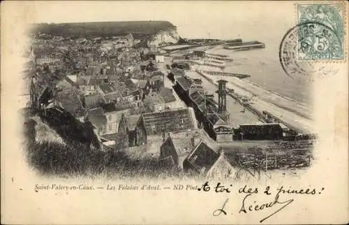 Ak Saint Valery en Caux Seine Maritime, Les Falaises d'Aval, Panorama