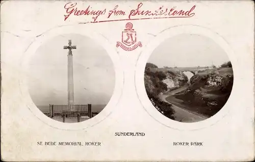 Ak Sunderland Tyne and Wear England, St. Bede Memorial, Roker Park