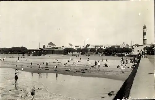 Ak Südafrika, Strand, Leuchtturm